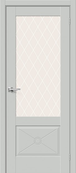 Межкомнатная дверь Прима-13.Ф2.0.0 Grey Matt White Сrystal