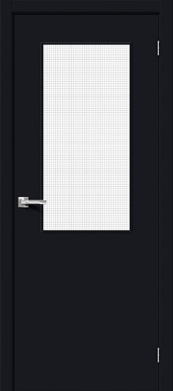 Межкомнатная дверь Браво-7 Total Black Wired Glass 12,5