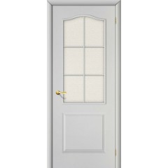 Строительная дверь Классик Белый Грунт Хрусталик