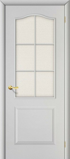 Строительная дверь Классик Белый Грунт Хрусталик