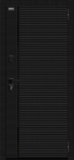 Металлическая дверь Лайнер-3 Black Carbon/Off-white