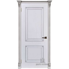 Дверь межкомнатная Багет 32 Патина серебро Эмаль белая