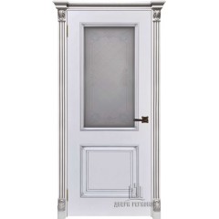 Дверь межкомнатная Багет 32 Патина серебро Эмаль белая